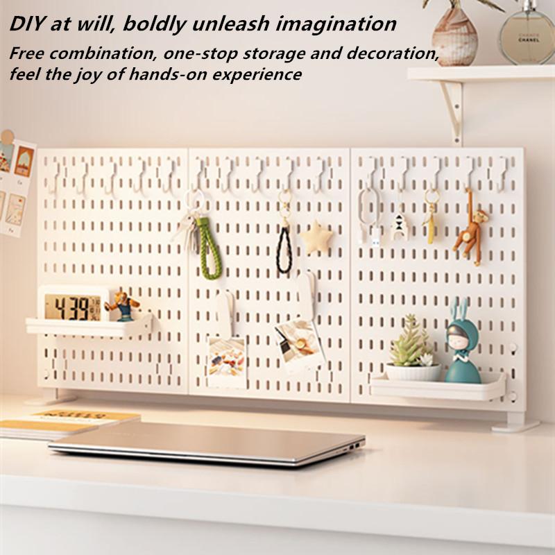 Punch-free Hole Board Vertical Desktop Wall Hanging Office Desk Storage Shelf Reading Room Desktop Kitchen Bathroom Storage Rack