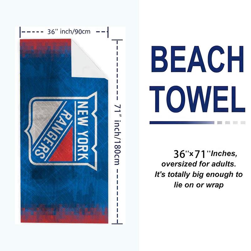 New York Rangers Logo Print Beach Towel, Large Soft Quick Dry Towel for Beach Camping Swimming