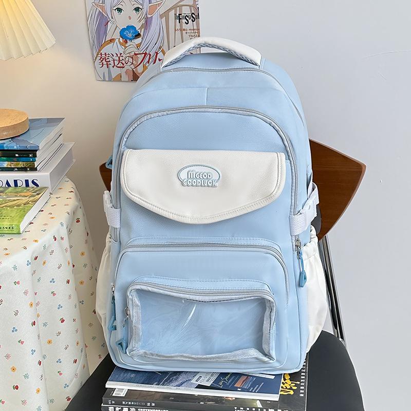 High value, fresh and sweet contrasting color backpack, lightweight and large-capacity backpack for junior high school students