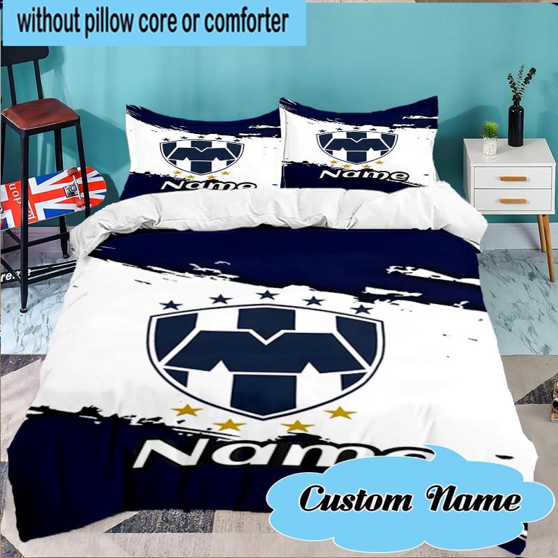 Custom Name Galactic Monterrey Crest Bedding Set 3pcs, Bedding Set Including 1pc Duvet Cover And 2pcs Pillowcases for Bedroom, Dormitory Gift