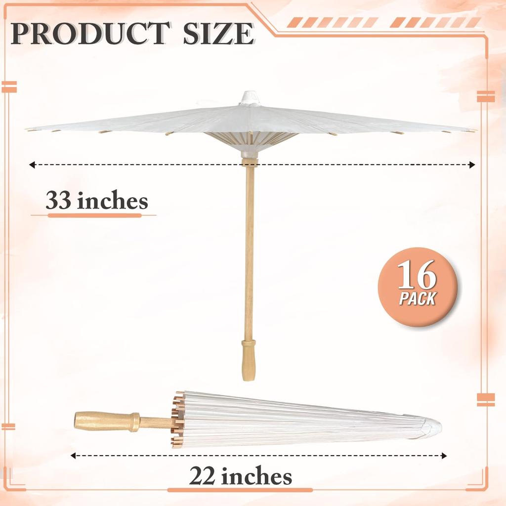 60/84cm Wedding Paper Umbrellas Chinese Wooden Handle White DIY  Rustic Photography Props for Baby Shower Party Wedding