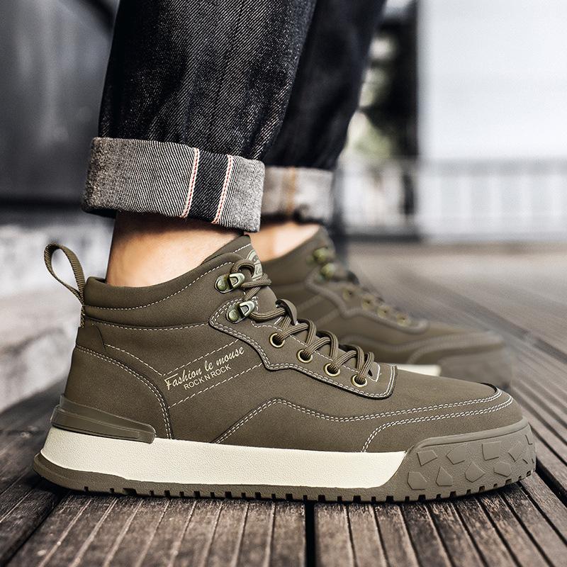 Autumn and winter tooling men's high-top leather waterproof casual board shoes British retro Martin boots fashion fried street trendy shoes