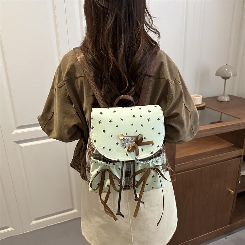 Schoolbag Mint Green Cute Bow Small Backpack Fashion Versatile Trend Simple Handheld Student Small Backpack Wholesale