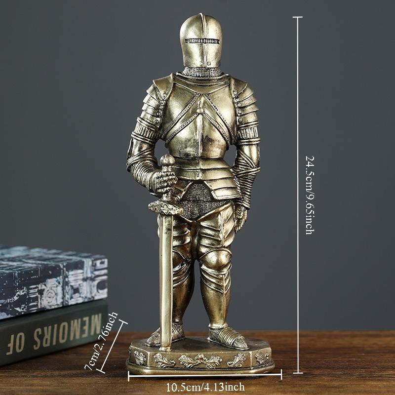 Medieval Armor Knight Statue Retro Nordic Style Home Decoration Resin Figurine Office Desktop Bookshelf Decoration Accessories