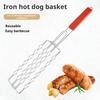 Stainless Steel Grill Basket with Handle Hot Dog Grilling Rack BBQ Sausage Holder Rust-Resistant Expandable BBQ Grill Tool for Outdoor Cooking