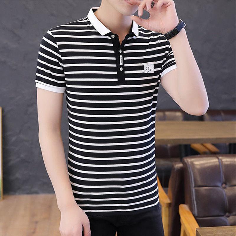 Pánská klasická proužkovaná polokošile bavlna s krátkým rukávem 2023 Summer Plus Oversize