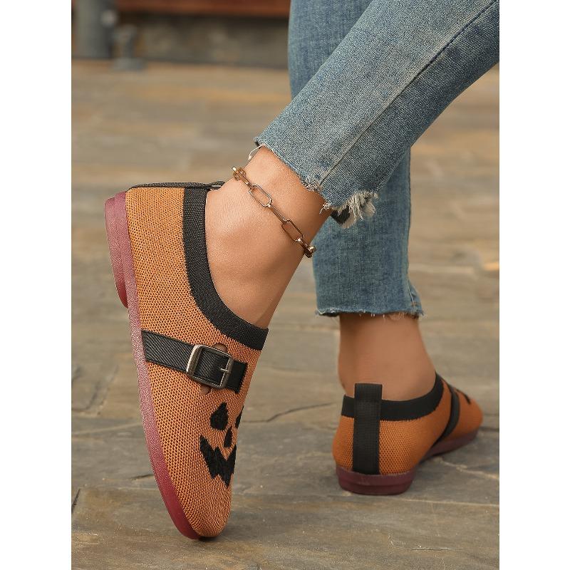 Autumn new women's shoes Halloween pumpkin casual cloth shoes lightweight breathable versatile single shoes wholesale