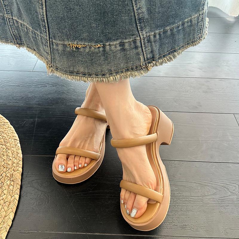 Fashion Beach Shoes Woman's Slippers Platform Slides Fashion On A Wedge Heeled Mules Sabot 2025 Summer Luxury High Shoes Woman 2025 Slip