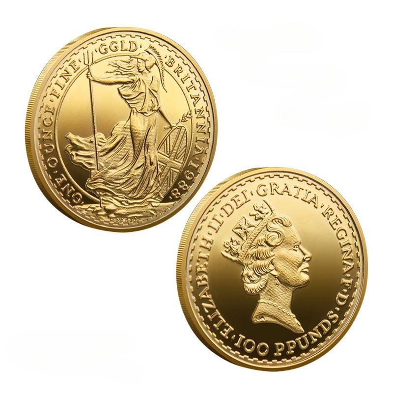 British Goddess commemorative coin, Roman Empire commemorative medal, Queen II of England commemorative coin, military coin золотой
