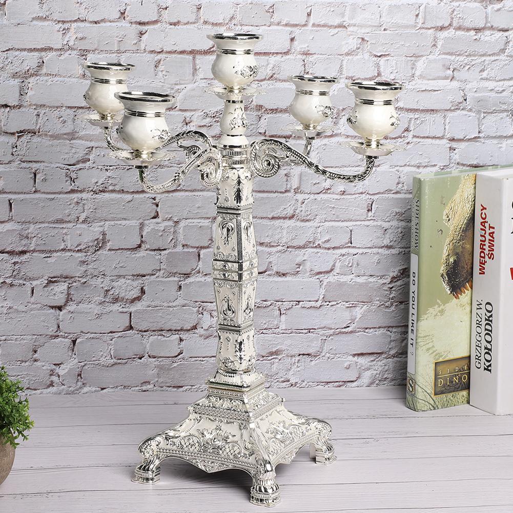 European Vintage Home Candelabra Embossed Candle Holder Dinner Table Wedding Ornaments