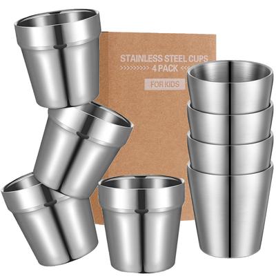Edelstahlbecher 10oz 6oz Campingbecher 4 Stück Wiederverwendbare Premium-Metallbecher Doppelwandiger Trinkbecher für Grill- und Heimgetränkewerkzeuge