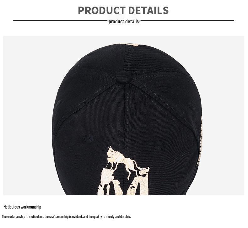 Korean Style Wolf Embroidery Baseball Cap - Men's & Women's Trendy Spring Sun Hat