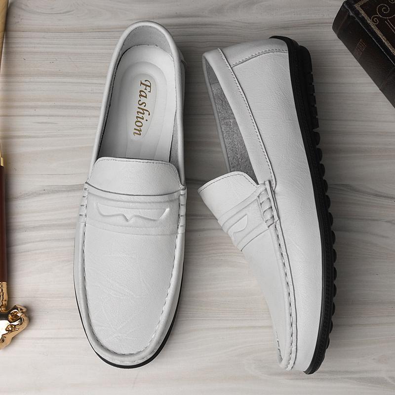 Fashion New Style Men Business Loafers Genuine Leather Slip On Flats Handmade Casual Shoes Formal Wedding Driving Shoes Breath Moccasins
