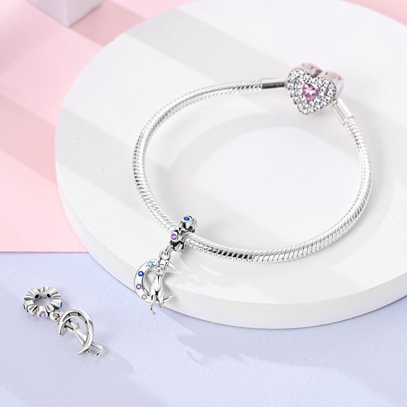 Simple Moon Stars Cat Pendants Copper Original Beads Fit Original Charms Bracelet Beads Jewelry Gifts For Women