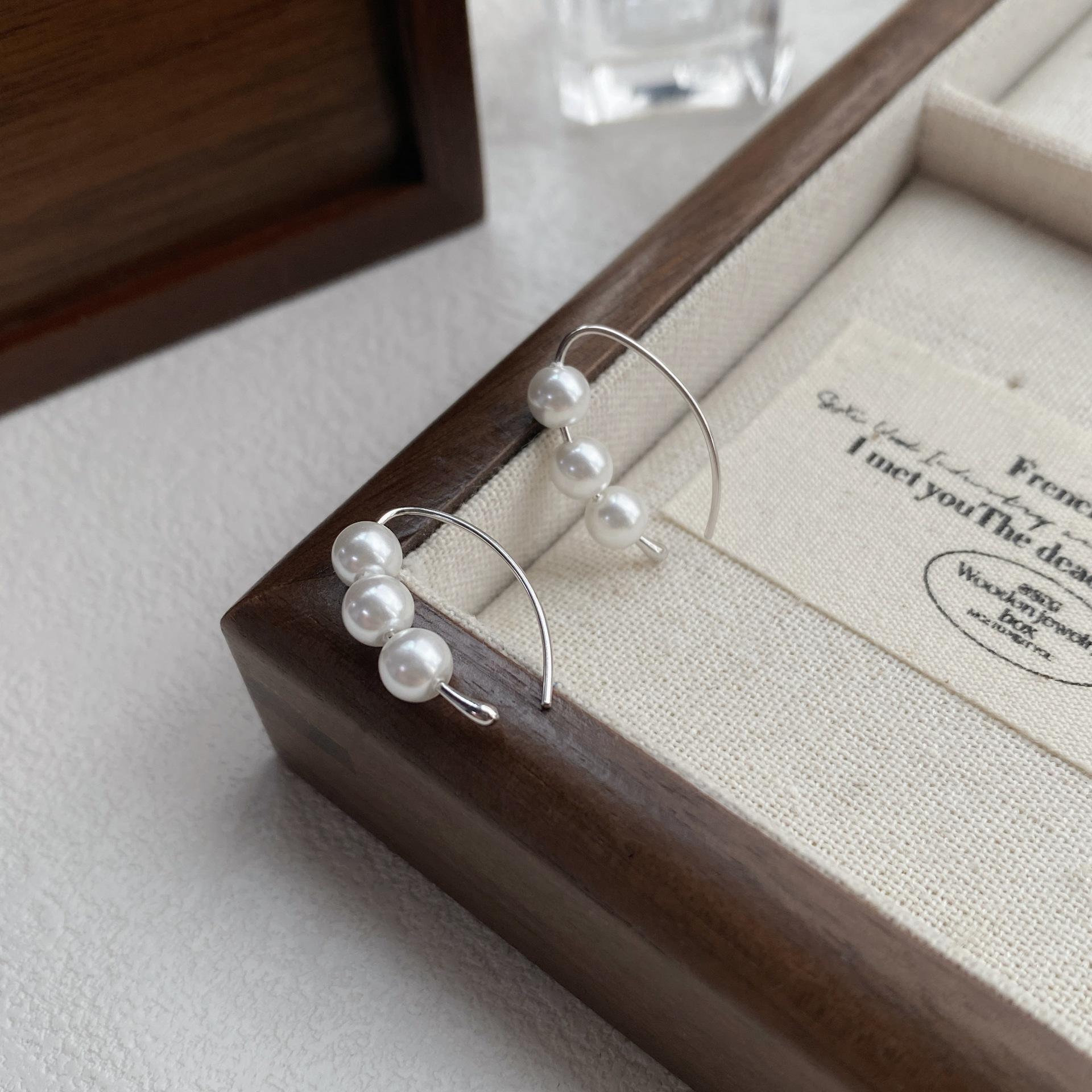 Elegant S999 Sterling Silver Pearl Earrings - French Design, Simple  Versatile Ear Hooks for Women Sterling Silver