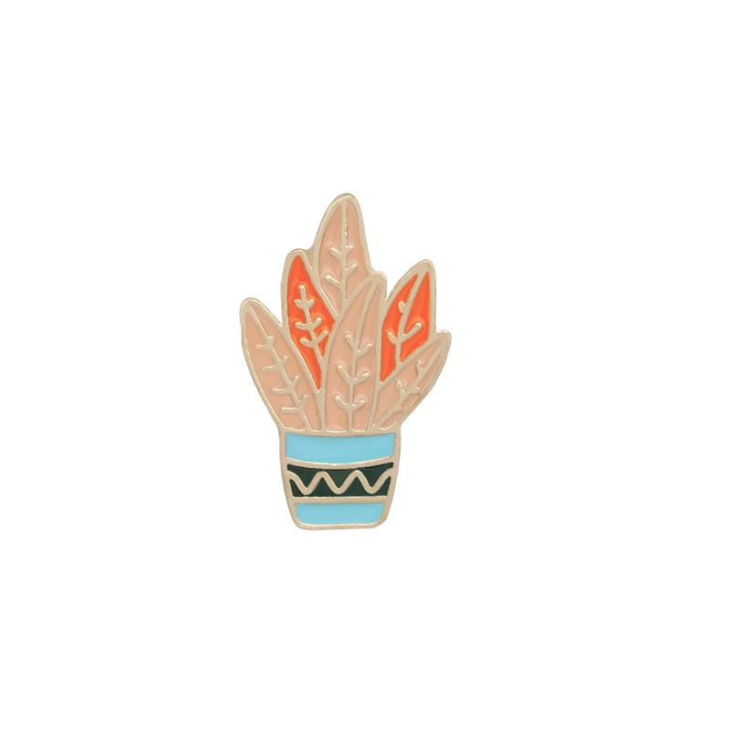 19 Styles Summer Cup Potted Design Enamel Brooches Mini Cactus Potted Plant Shaped Pins Women Girls Gardening Backpack Badge