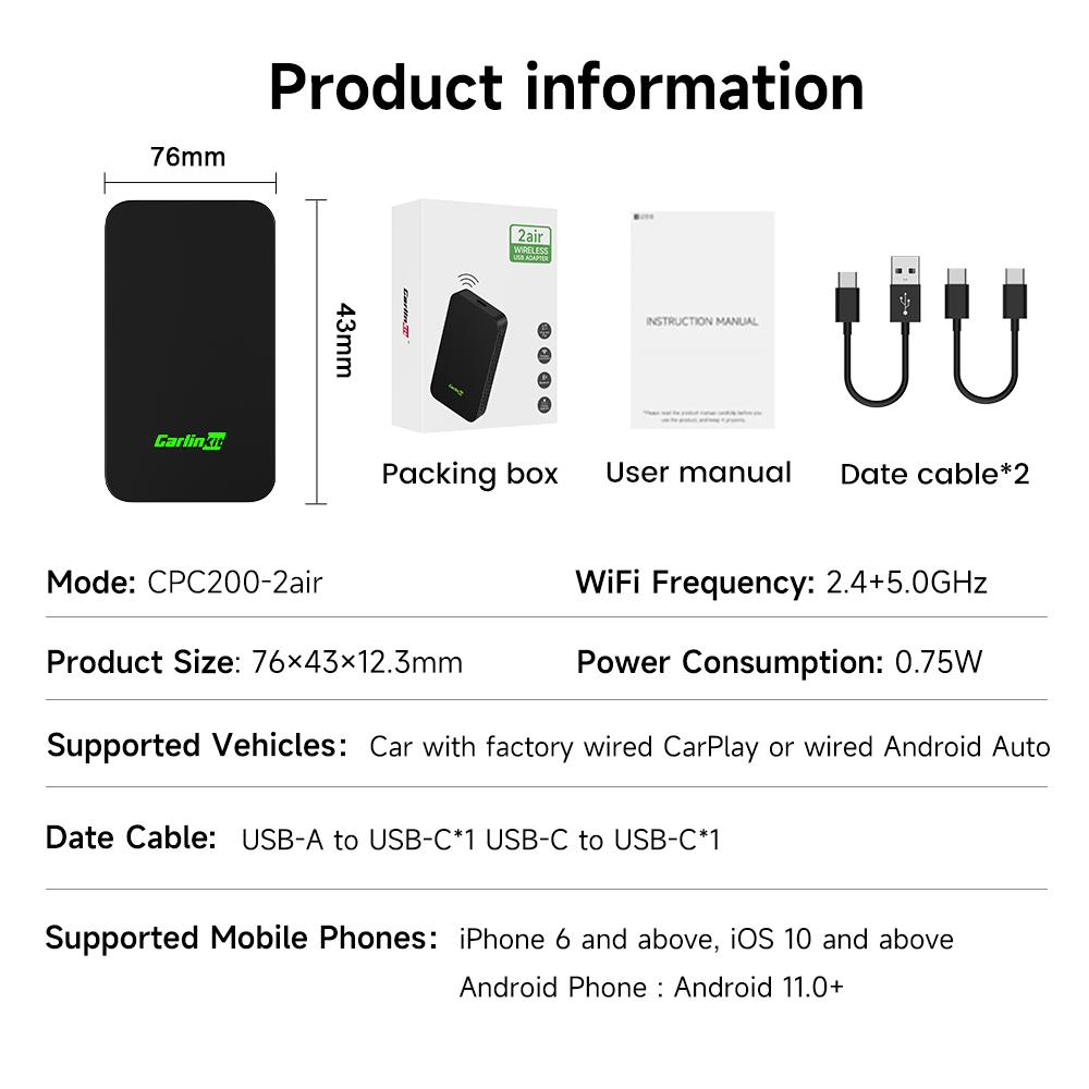 Carlinkit Wireless Carplay Ai Box Android Auto Streaming Smart Box Car Radio Stereo W204 Portable Carplay Portatil