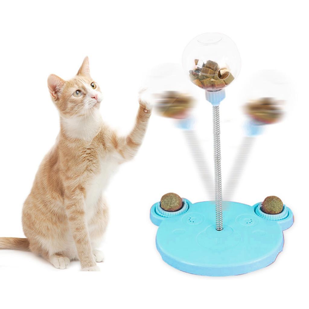Cat Trt Dispenser Toy Plastic Cute Br Shape Lky Food     Track Feeder Toy with Spring for Cat Gifts
