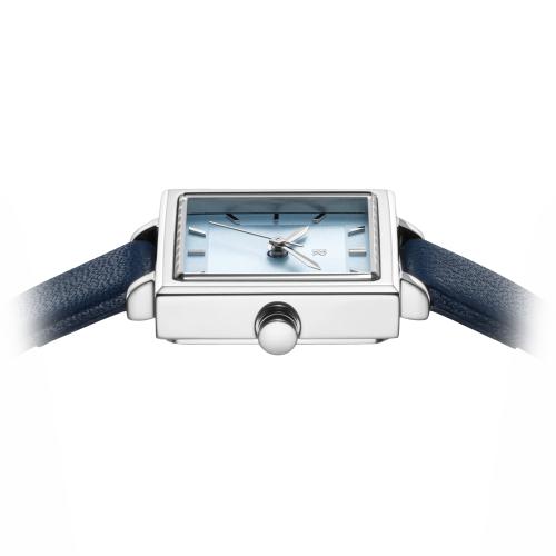 [ROMANSON] ROMANSON Renata Full Square R Blue Leather Watch RWRLLL5BF012WHBL0