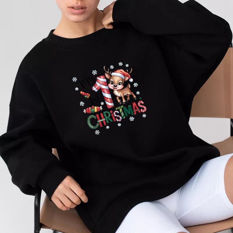 My deer's first Christmas transfer iron hot press application Clothes stickers Shirt fur coat hat decals Clothes stickers decals