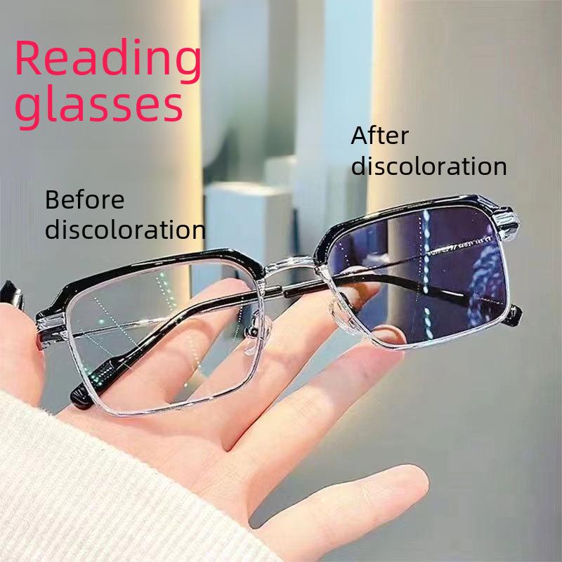 Men's HD Photochromic Anti-Blue Light Metal Reading Glasses - Fashionable and Classic Design