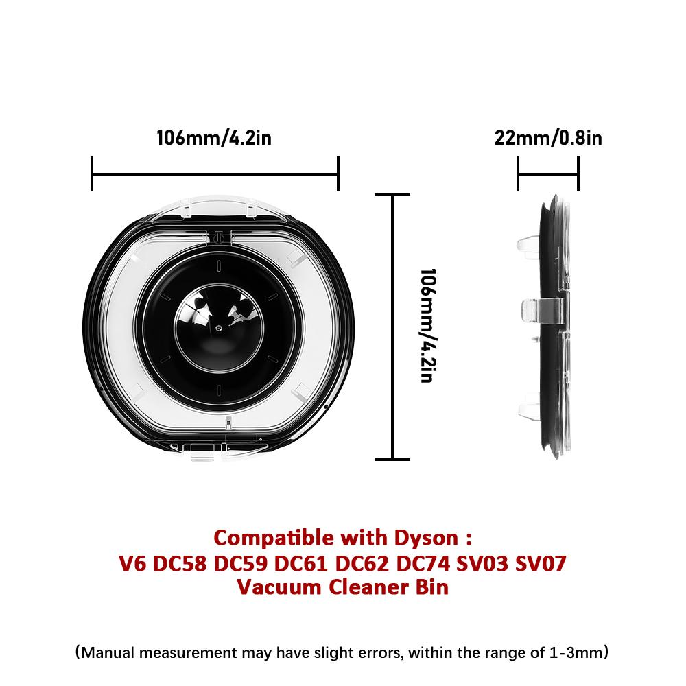 Sealing Ring And Base Lid for Dust Bin Top Fixed Dust Cup Replacement Part for Dyson V6 V7 V8 V10 V11 V12 V15 Vacuum Cleaner