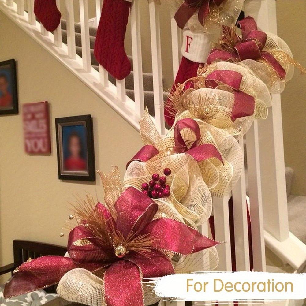 25cm Decorative 2 Rolls White Mesh Ribbbon Rolls Fabric Mesh For Mesh Wreath Supplies Front Door Wreath Crafts Tree Decor