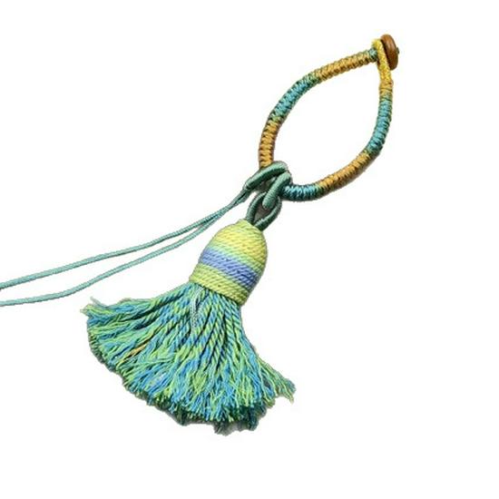 Handwoven Gradient Vajra Knot Tassel Cotton Keychain Pendant Accessory
