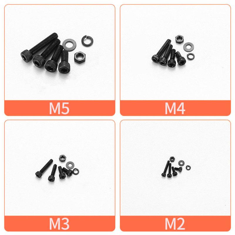 1760PCS Metric Screw Assortment Kit (M2/M3/M4/M5) - Grade 12.9 Alloy Steel Hex Socket Head Cap Bolts & Nuts, Black