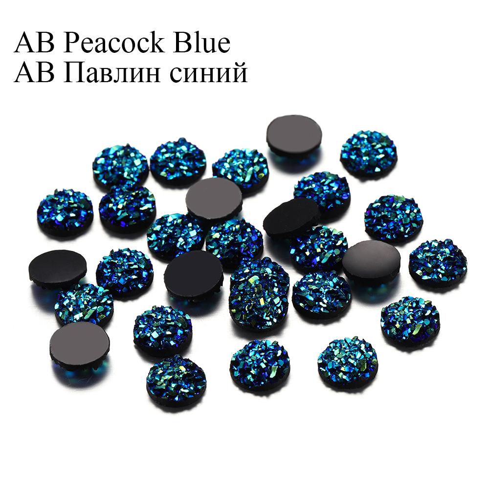 50Pcs/Lot 8mm Mix Colors Natural Ore Style Cabochons Convex Flat Back Resin Half Round Cabochons For DIY Jewelry Making Supplies