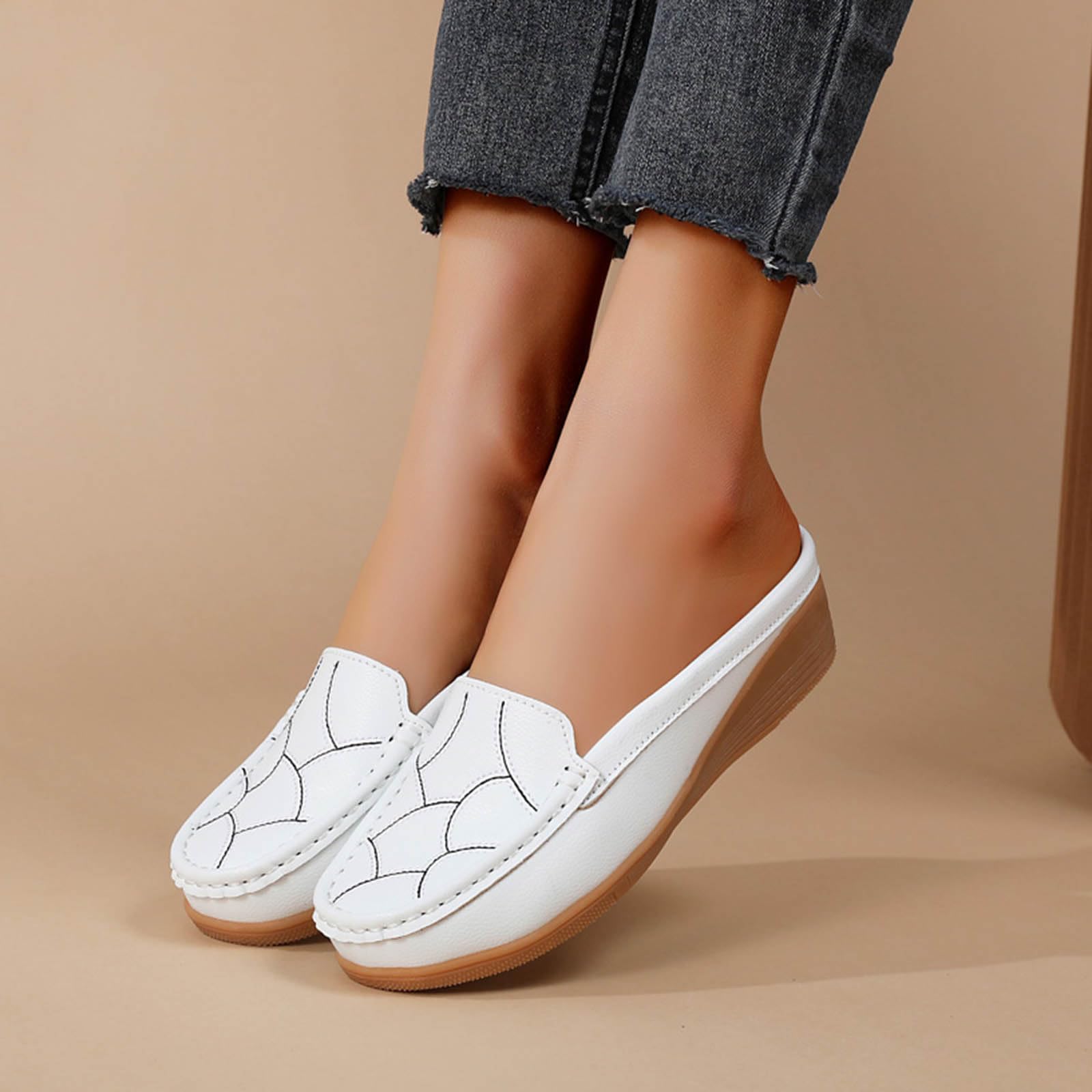 

Lightweight and comfortable sponge cake casual loafers for one foot in summer 38 белый