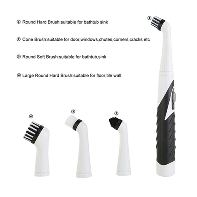 Elektrický čisticí kartáč s 4 nástavci pro domácí vanu, dlaždice, podlahu