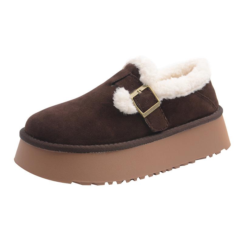 Women's Large Size Thick Bottom Winter Warm Fur Beanies Padded Lined Ankle Boots Non-slip Hiking Sports Cotton Shoes