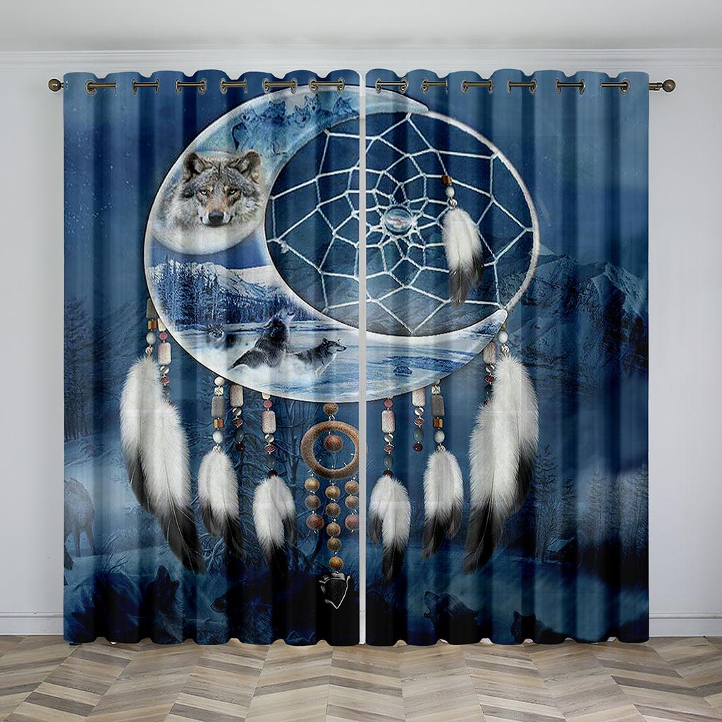 Dreamnet Feather pattern Digital print pattern Living Room room Master room decorative curtain 90g polyester fiber two panels