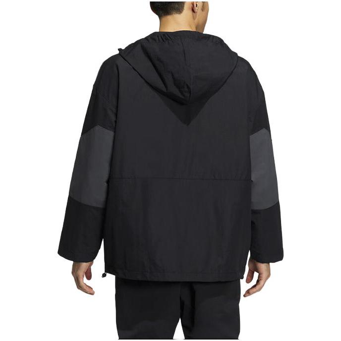 Adidas Originals Trefoil Spliced Zip-Up Hoodie Jacket Men Outerwear Black IC8164