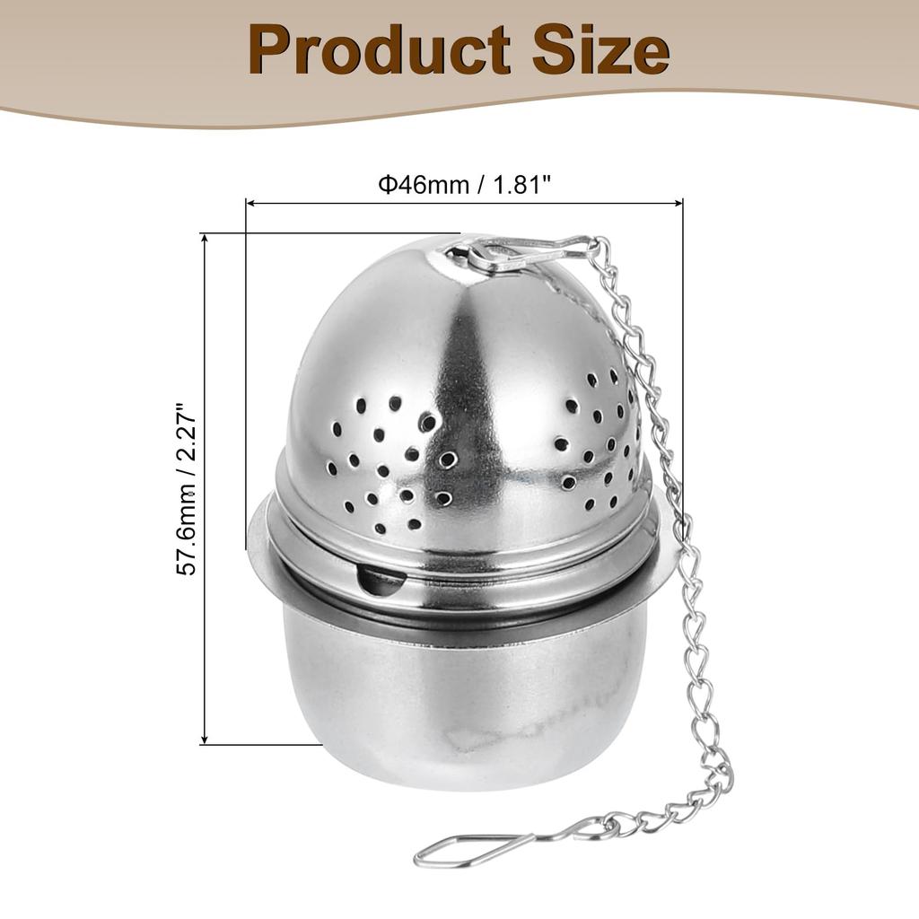 uxcell 1 Piece Tea Infuser Filter, Loose Tea Steeper, Stainless Steel Tea Strainer with Chain and Drip Tray, Egg Tea Ball for Loose Leaf Tea, Silver