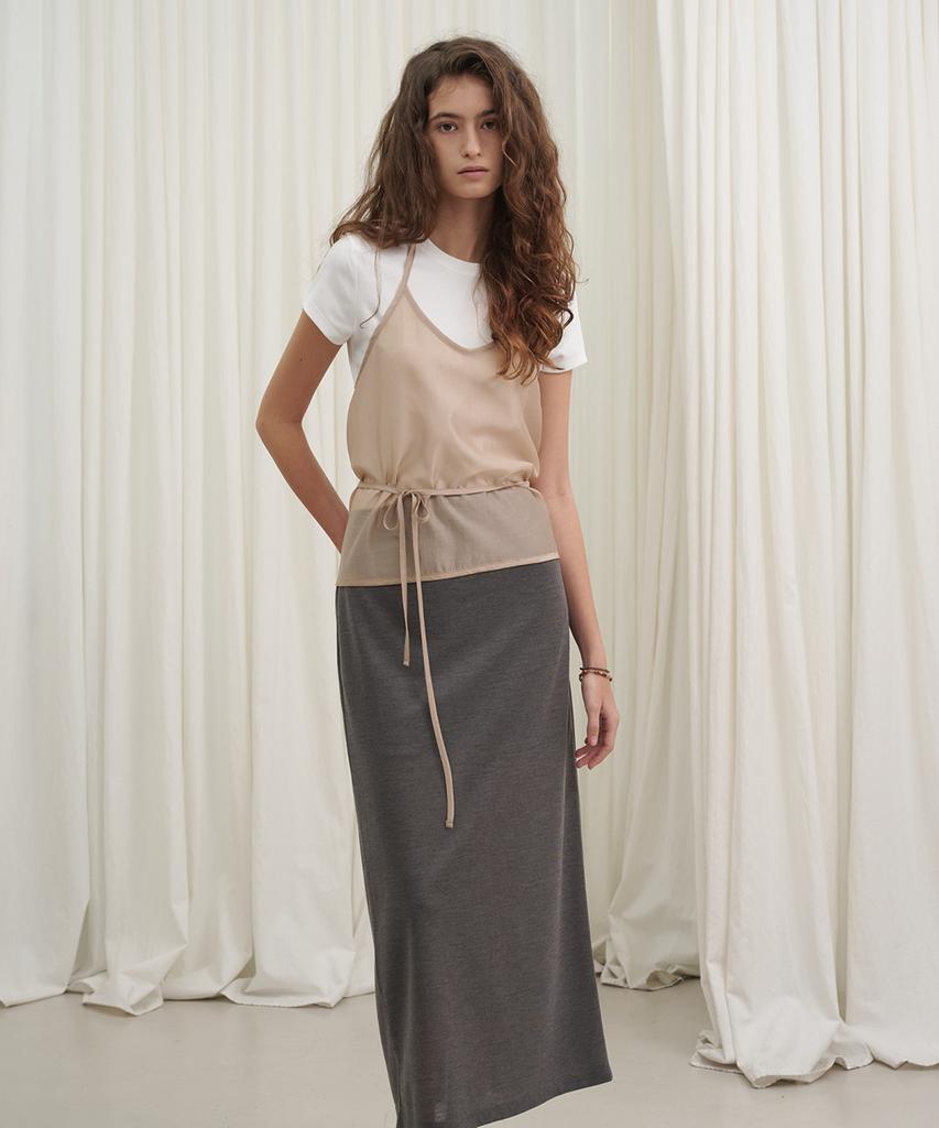 Marot See-Through Elastic Skirt_Charcoal