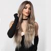 & Fluffy Brown Lazy Hair Natural Medium Gradient Wig Wigs Long Curly Wig Full-Head