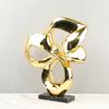 Creative Geometric Sculpture Abstract Electroplated Resin Decorative Ornaments Golden Hollowed-out Ribbon Home Decoration