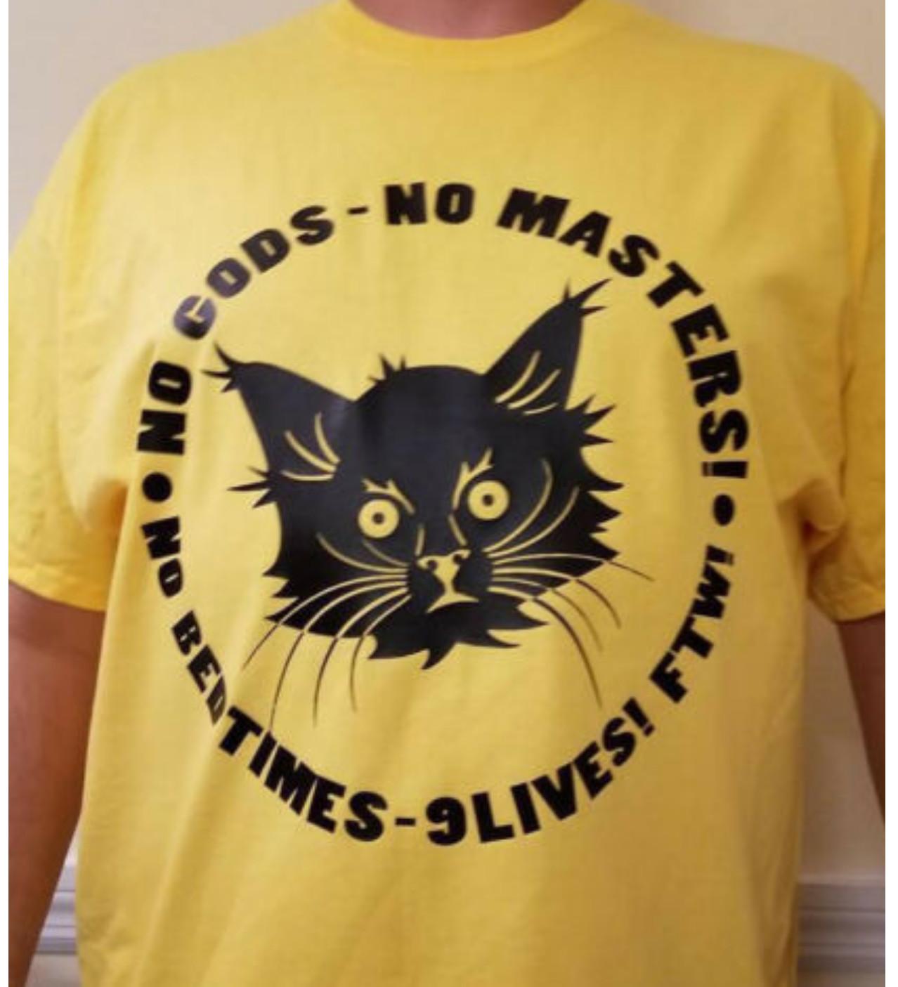No Gods No Masters Atheist t-shirt Tee Anarchy anarchist Cat S