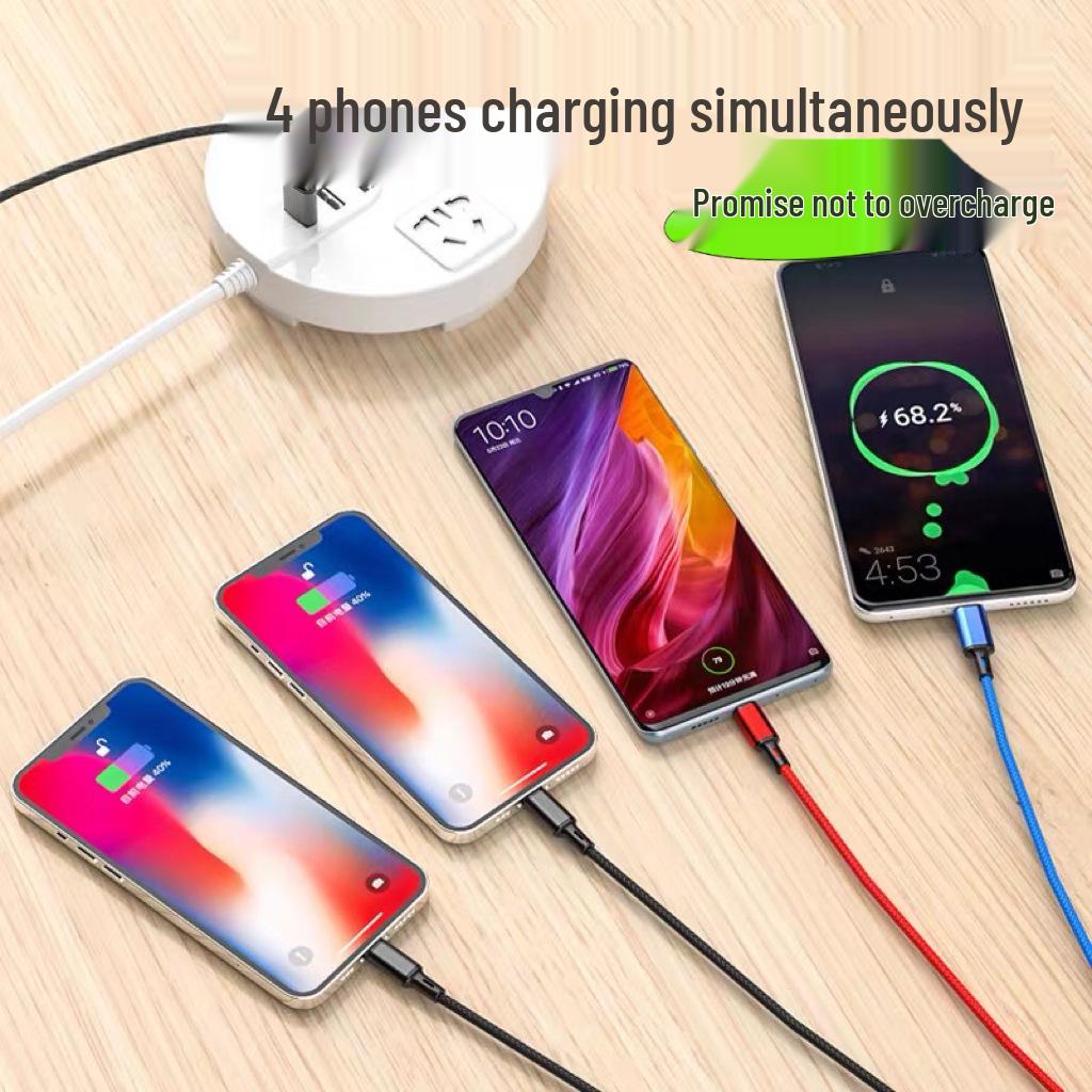 Woven 4-in-1 Fast Charging Data Cable for Huawei, Android, Apple, and Type C Devices