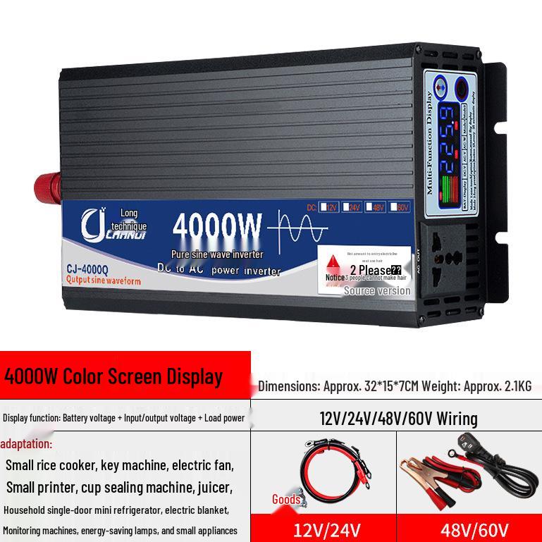 Changji High Power Pure Sine Wave Car Inverter: 12V-60V to 110V/220V Converter