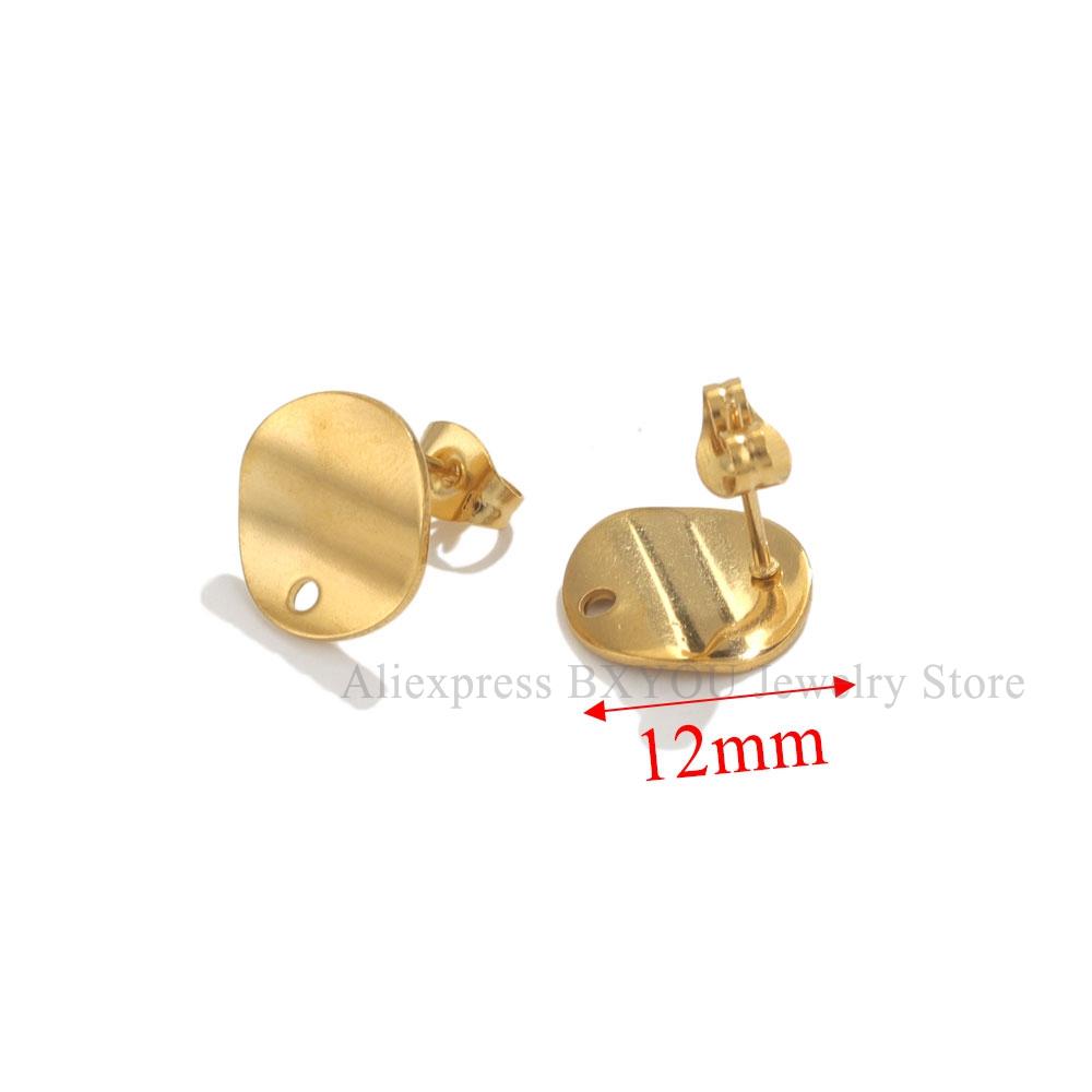 10pcs Round Stainless Steel Gold Plated Earrings Making Supplies Hooks Connectors Earring Posts Studs Pins Findings Components