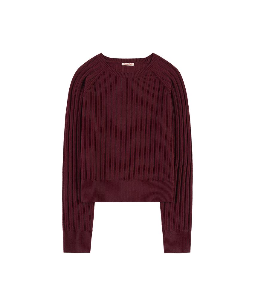 Banwonateullie Kn4289 Punched Raglan Knit_Burgundy