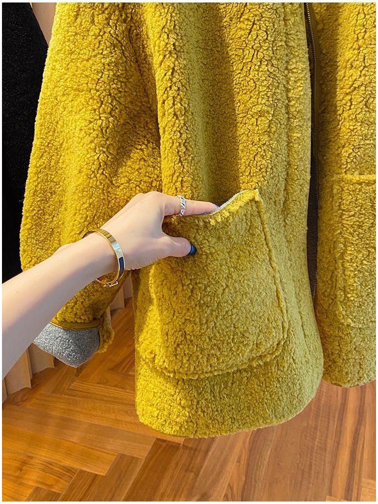 Palton de fleece Faux Lână de Miel pentru Femei Plus Size - Toamnă/Iarnă Larg, Casual, Top Îngroșat