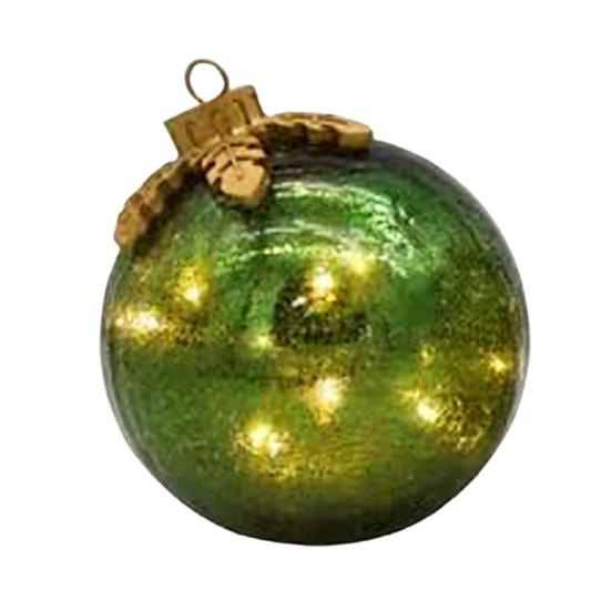 Glass Tabletop Christmas Ornament with LED Lights Glass Ball with Timer Function 6-Inch Light-Up Sphere for Holiday Centerpiece