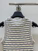 Gestreiftes ärmelloses Stricktop mit Stickerei für Frühling/Sommer