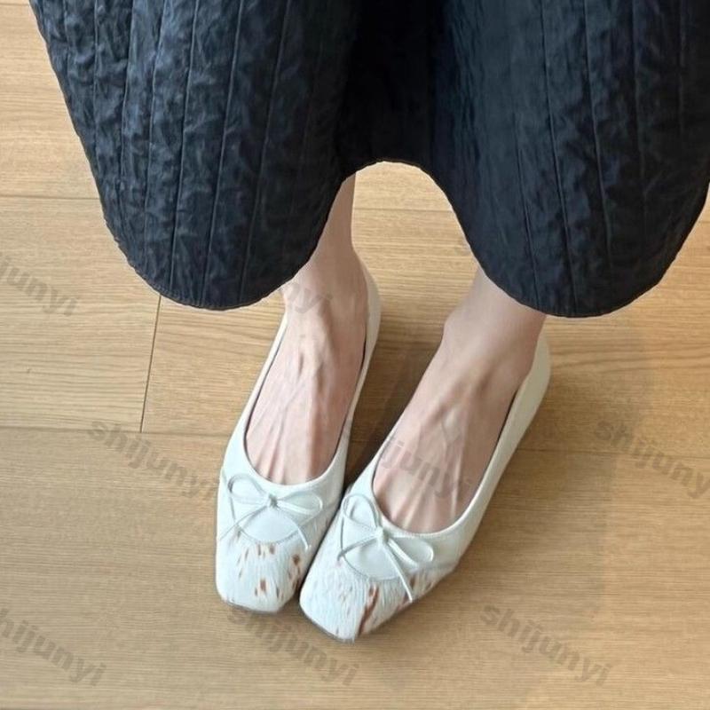 Women Shoes 2025 Spring Autumn New Fashion Comfort Bow-knot Mary Jane Shoes Lightweight Soft Sole Square Toe Women's Ballet Shoe