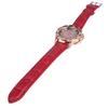 Luxury Rhinestone Inlaid Flower Shaped Women Wrist Watch Leather Strap Quartz Watch
