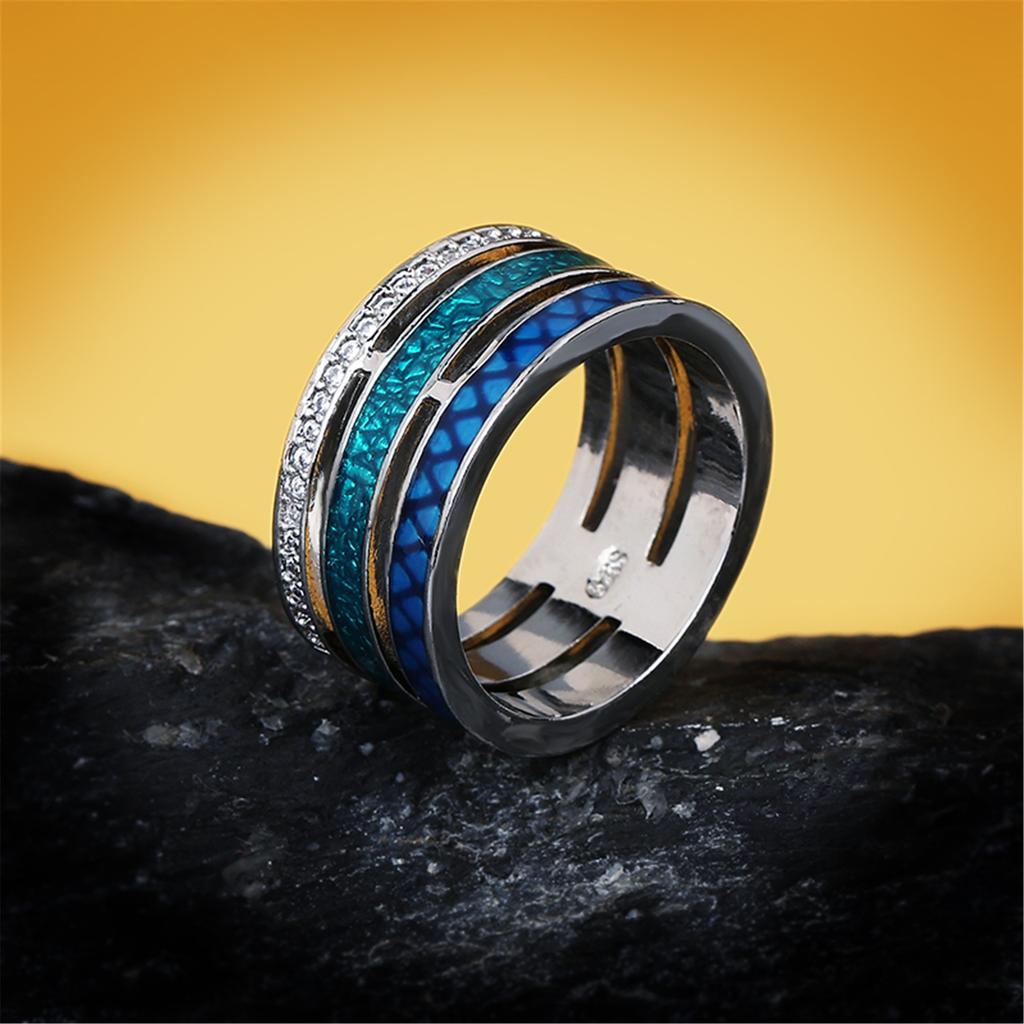 Specially for Womens Hand Decorations Geometric Hollow Glue Color Blocking Texture Micro Inlaid Zircon Ring
